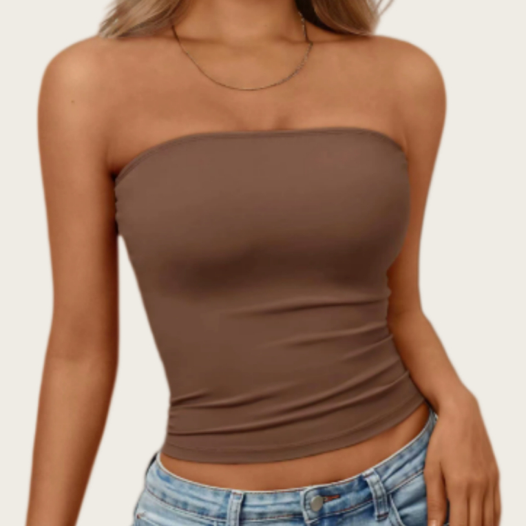 Womens Solid-color Sleeveless Tube Top With Off-shoulder Design