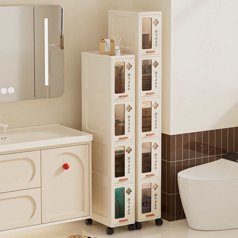 Multi-tier Drawer Cabinet With Narrow-gap Shelving Suitable For Bathrooms And Living Rooms