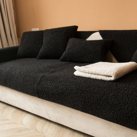 Sofa Cushion Non-slip Thickened Fabric Lambswool Cover Cloth