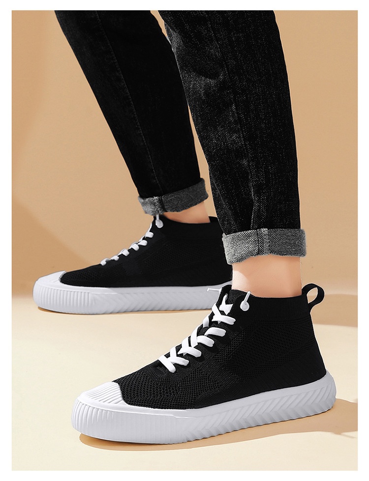 Unisex Flyknit High-Top Casual Sneakers — worn view 12