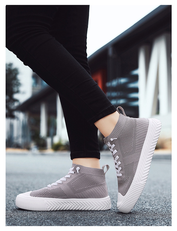 Unisex Flyknit High-Top Casual Sneakers — worn view 6