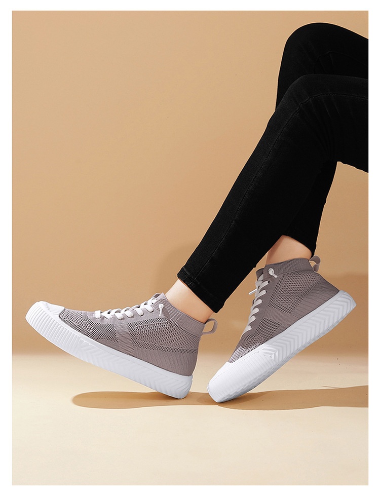 Unisex Flyknit High-Top Casual Sneakers — worn view 9