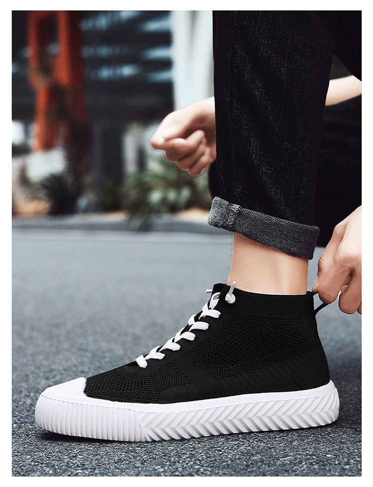 Unisex Flyknit High-Top Casual Sneakers — worn view 2
