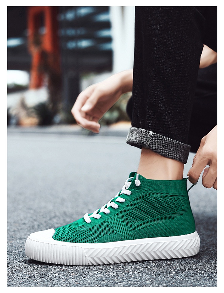 Unisex Flyknit High-Top Casual Sneakers — worn view 4