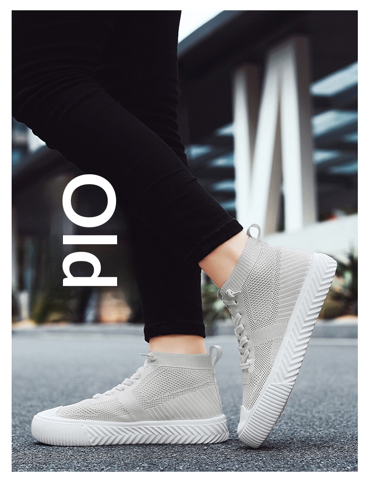 Unisex Flyknit High-Top Casual Sneakers — worn view 7