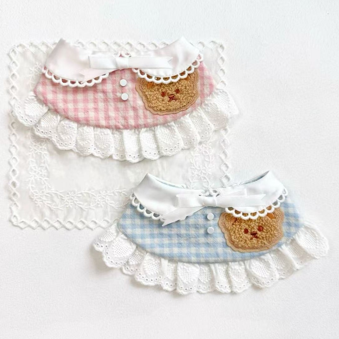 Cute Cat And Dog Bibs Pet Lace Fabric