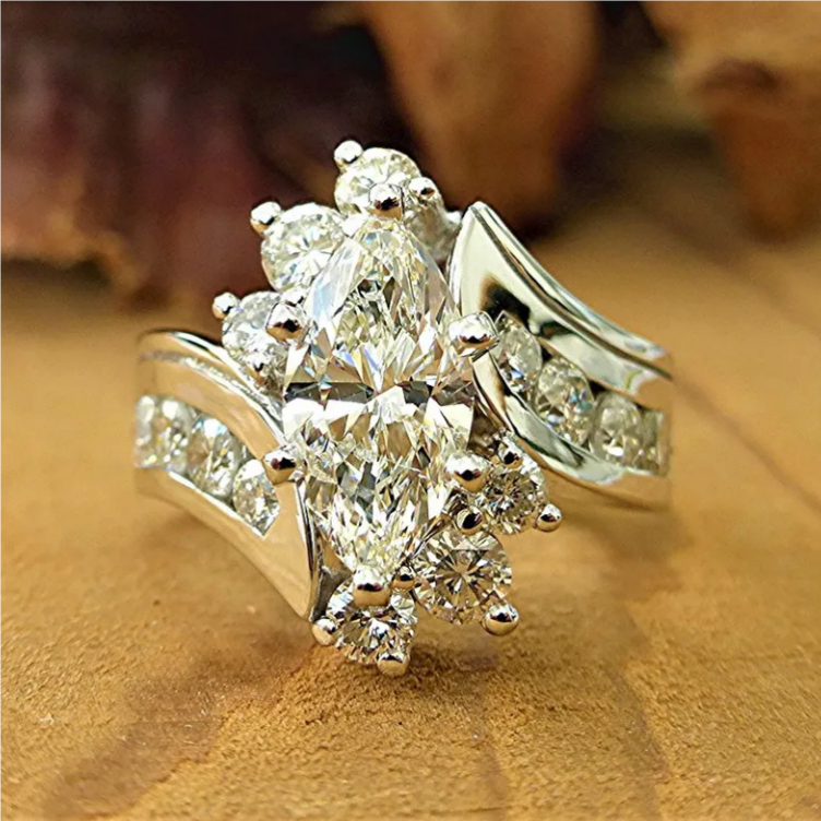 Horse Eye Shaped Zircon Ring For Women