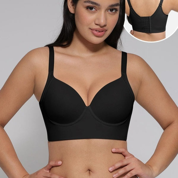 Wholesale Black Underwire Push-Up Sculpting Uplift Hide Back Fat Full Coverage Bra
