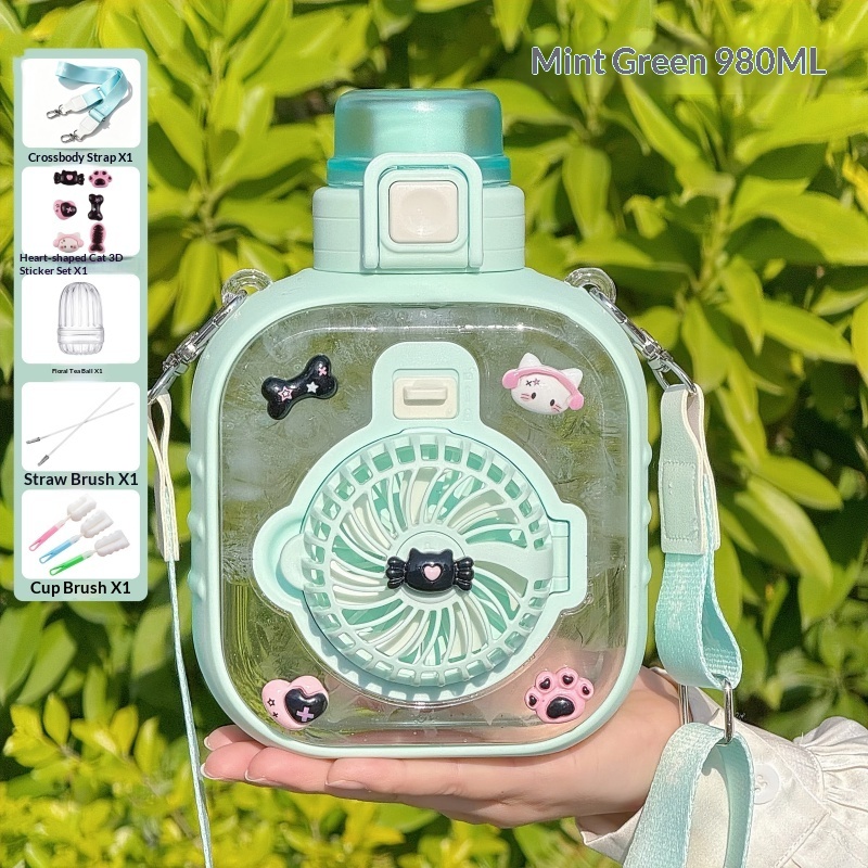 Fully Featured Fan And Spray Water Bottle For Girls