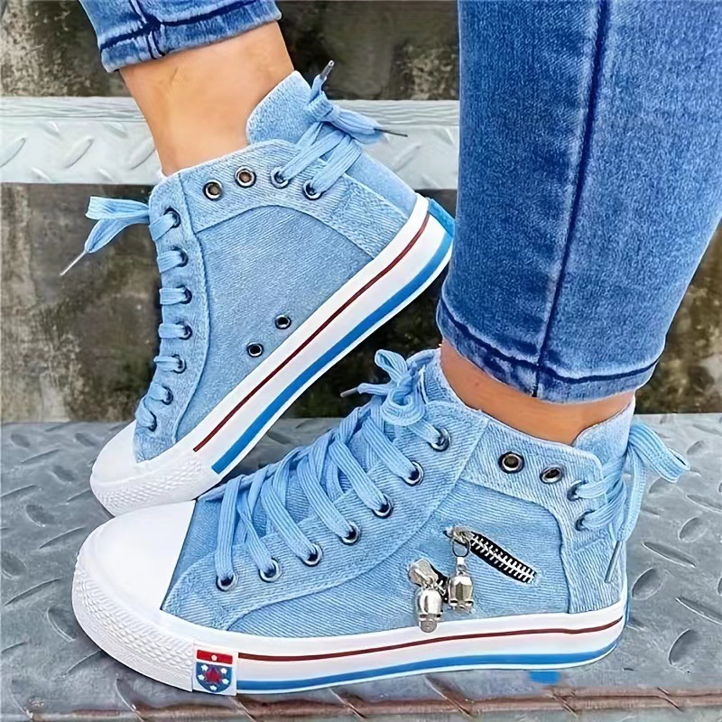 Large Size Flat Lace-up Breathable High-top Women's Shoes