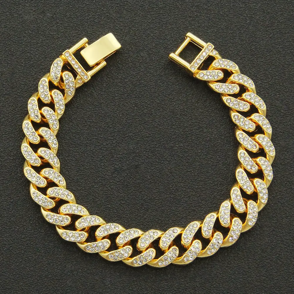Full Diamond Cuban Chain Bracelet Personalized Street Dance Motorcycle Men