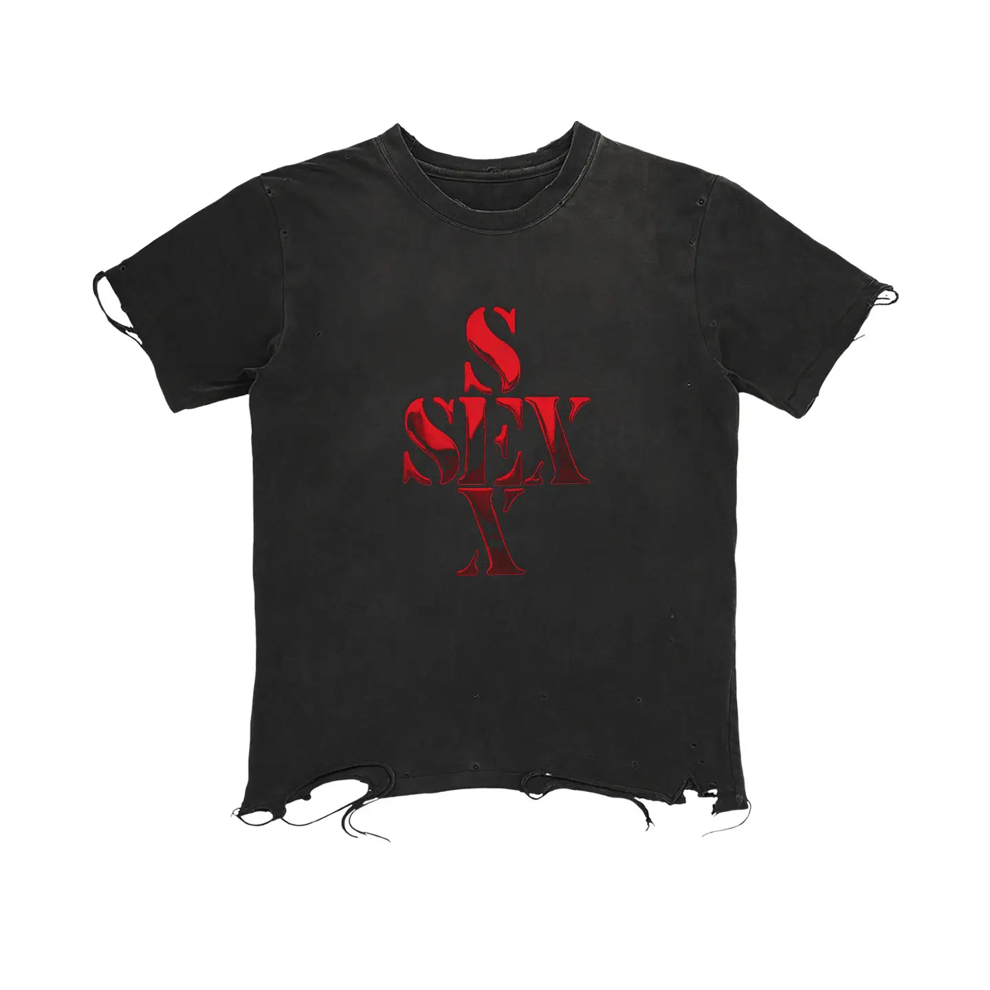Printed Ombre Short-sleeve T Shirt With A Personalized Washed Out Distressed Look
