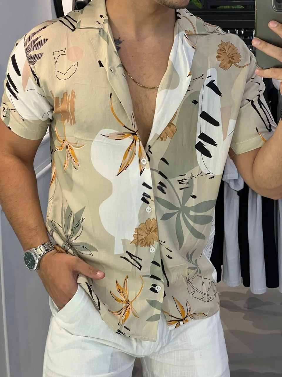 Hawaiian-style Printed Short-sleeve Shirt 6