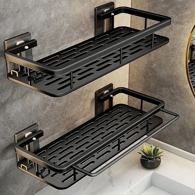 No-drill Bathroom Shelf Plastic Black 3