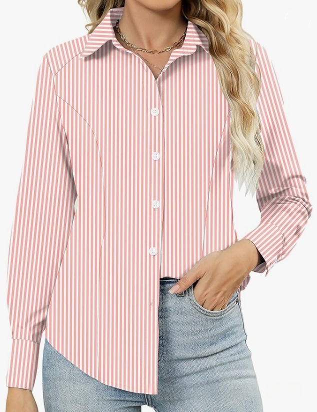 Chic Womens Long-sleeve Blouse With A Notched Collar And A Fashionable Print 6