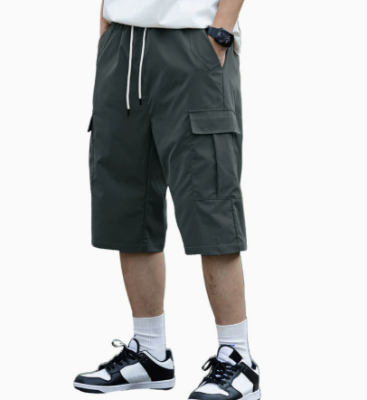 Mens Utility Shorts Five-point Length Solid Color Lightweight 4