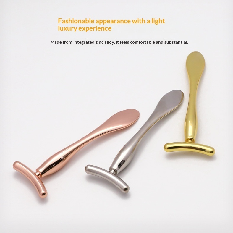 Metal Face Cream Massage Stick With Dual Heads Made Of Zinc Alloy For Firming And T-zone Eye Cream Infusion