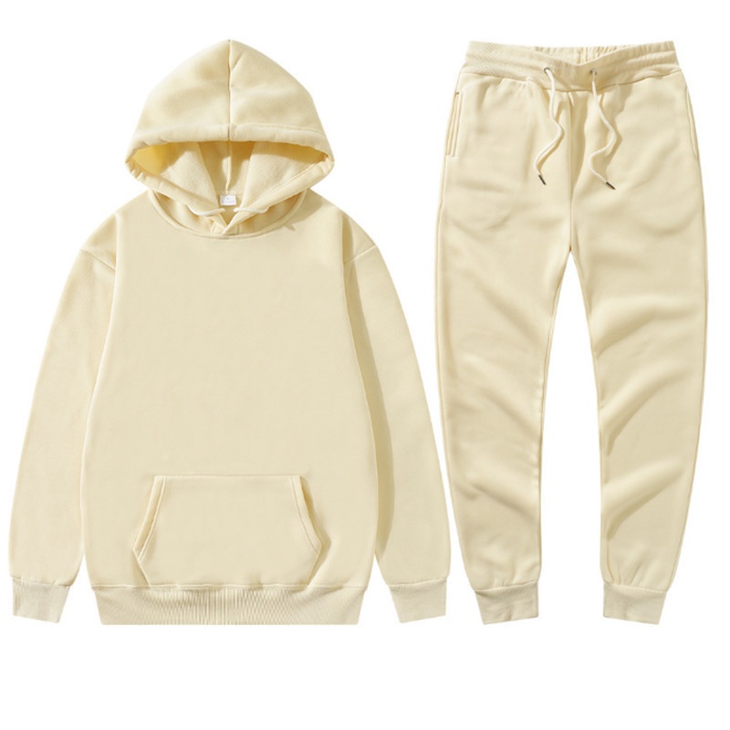 Retro Lettered Polyester Hoodie And Pants Set Loose-Fitting And Versatile 4