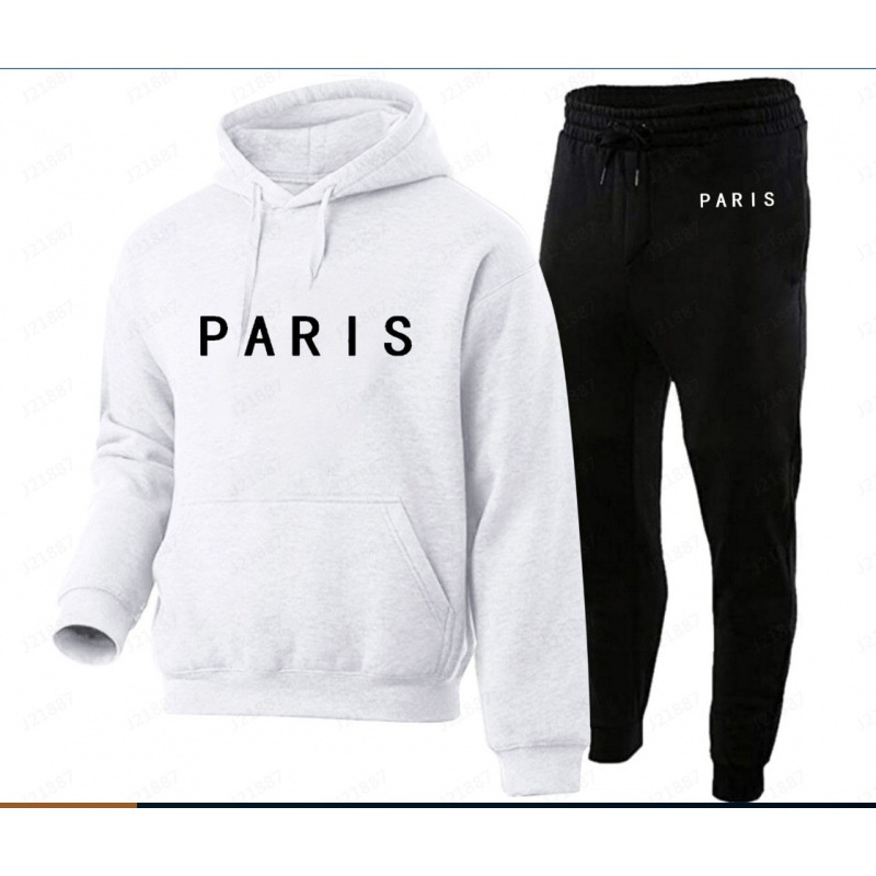 Retro Lettered Polyester Hoodie And Pants Set Loose-Fitting And Versatile 7
