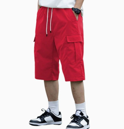 Mens Utility Shorts Five-point Length Solid Color Lightweight 11