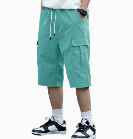 Mens Utility Shorts Five-point Length Solid Color Lightweight 15