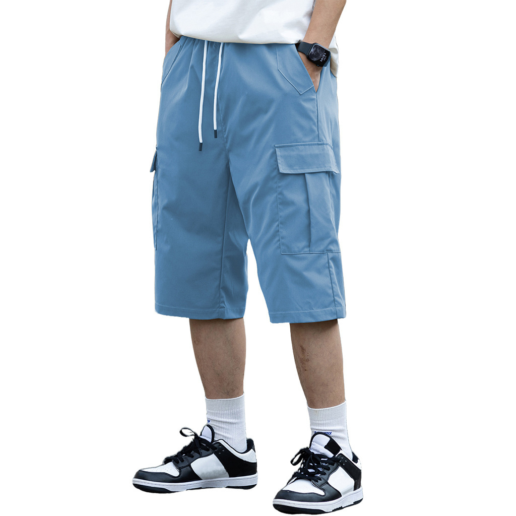 Mens Utility Shorts Five-point Length Solid Color Lightweight 16