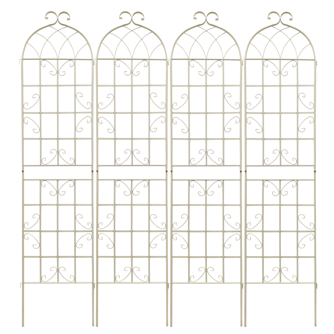 Garden Trellis For Climbing Plants Metal Rustproof Cream White_voghion.com