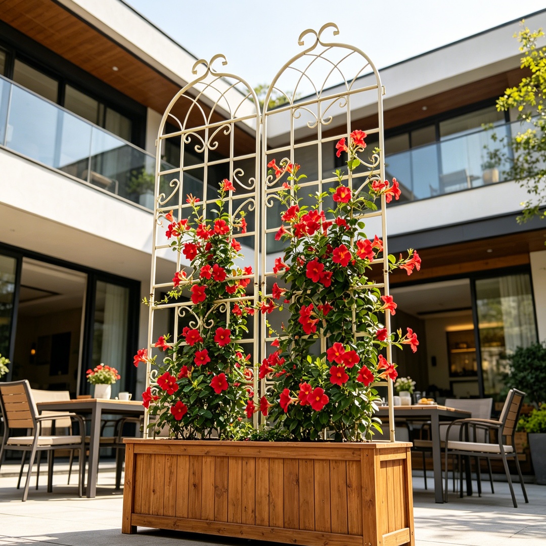 Garden Trellis For Climbing Plants Metal Rustproof Cream White_voghion.com