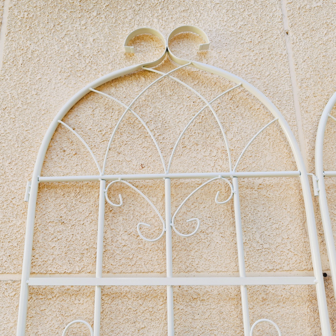 Garden Trellis For Climbing Plants Metal Rustproof Cream White_voghion.com
