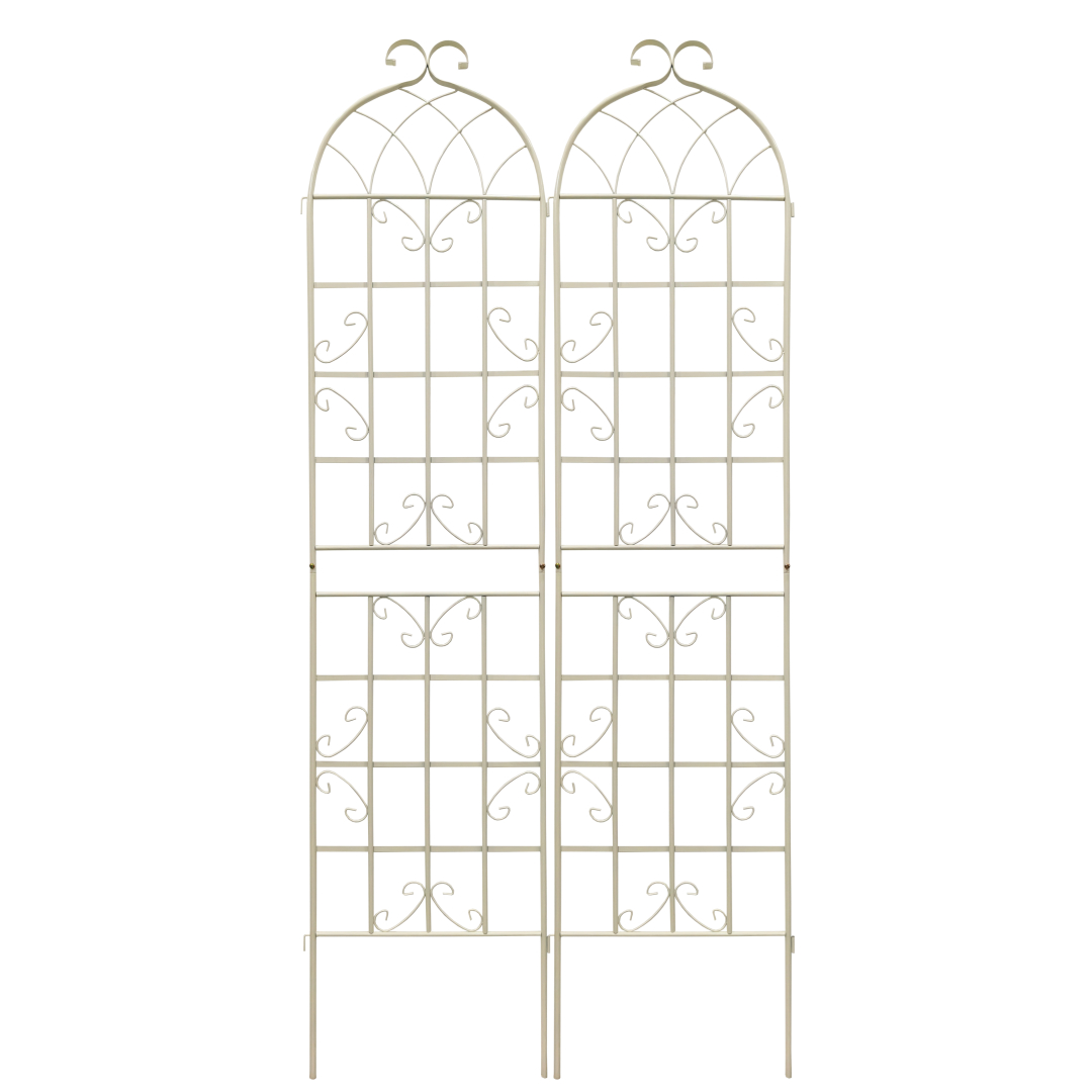 Garden Trellis For Climbing Plants Metal Rustproof Cream White_voghion.com