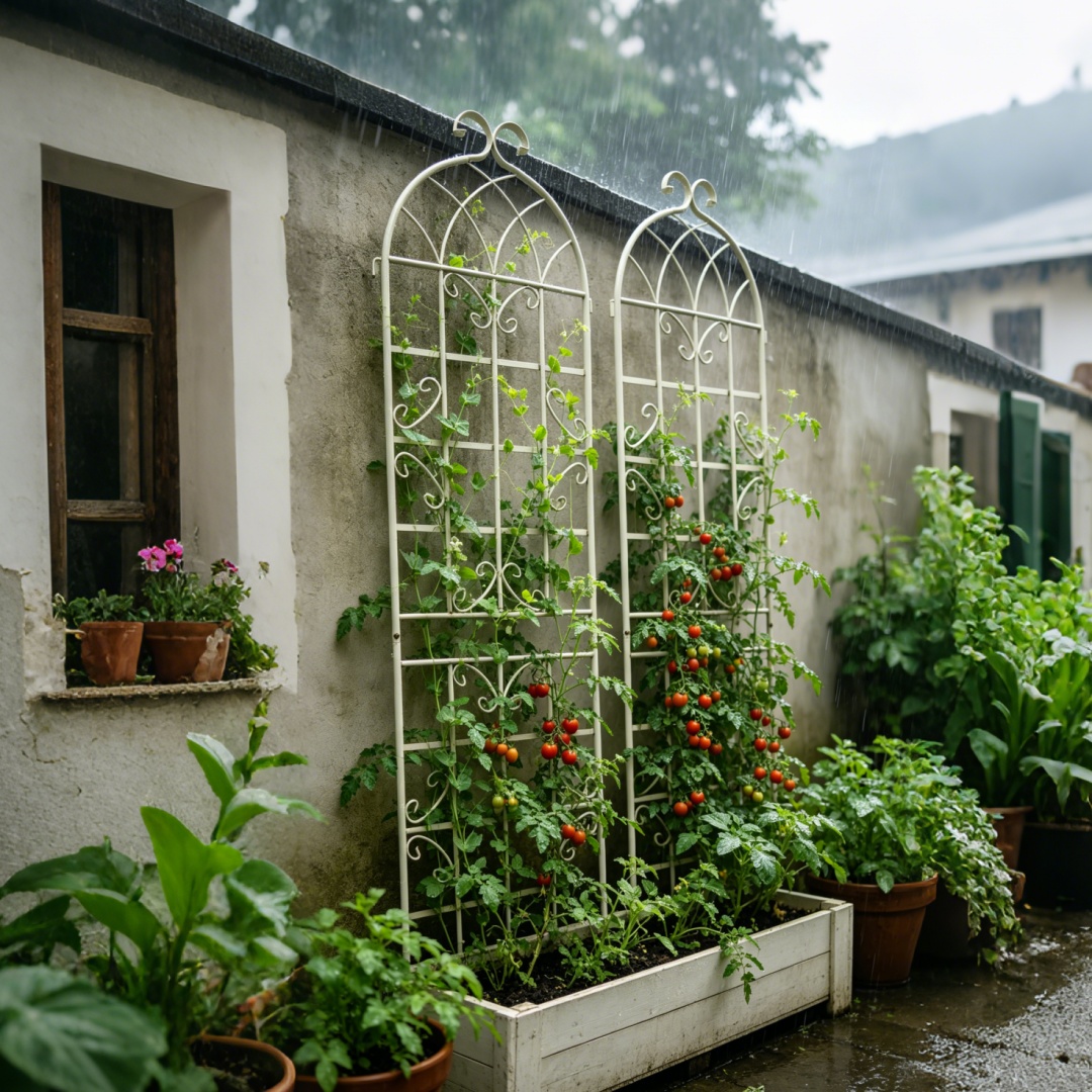 Garden Trellis For Climbing Plants Metal Rustproof Cream White_voghion.com