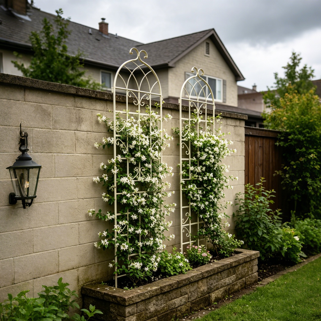 Garden Trellis For Climbing Plants Metal Rustproof Cream White_voghion.com