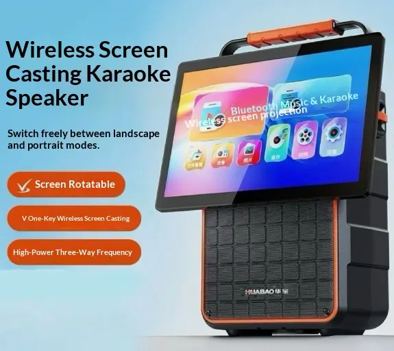 Portable Bluetooth Video Speaker With A Rotatable Screen And Wireless Screen Mirroring For Smartphones