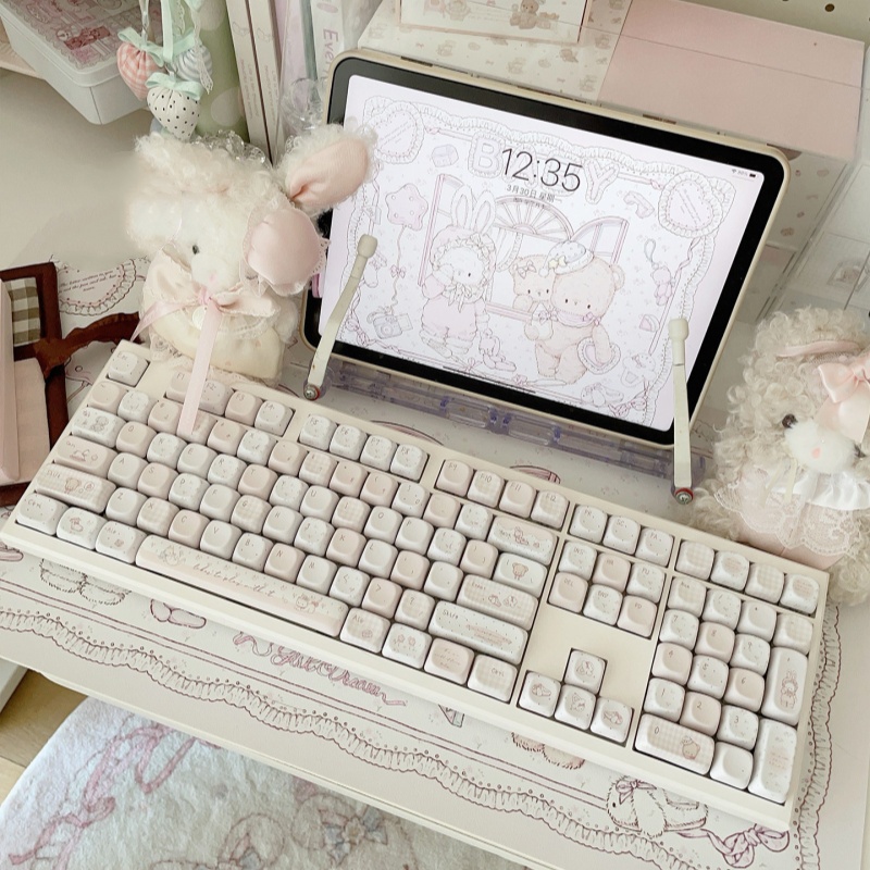 Baby Rabbit Bear MOA Cute Kawaii PBT Dye-sublimated Mechanical Keyboard Keycaps