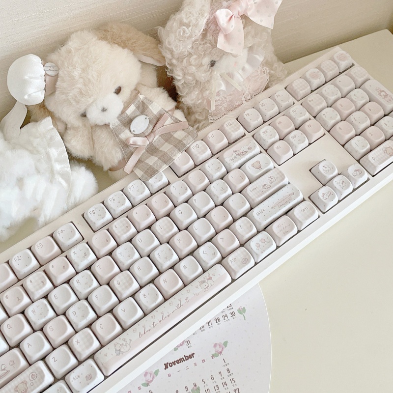 Baby Rabbit Bear MOA Cute Kawaii PBT Dye-sublimated Mechanical Keyboard Keycaps 4