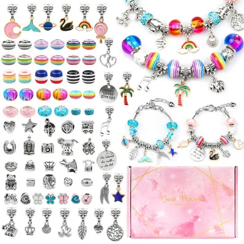 Colorful Glass Childrens DIY Bracelet Craft Kit