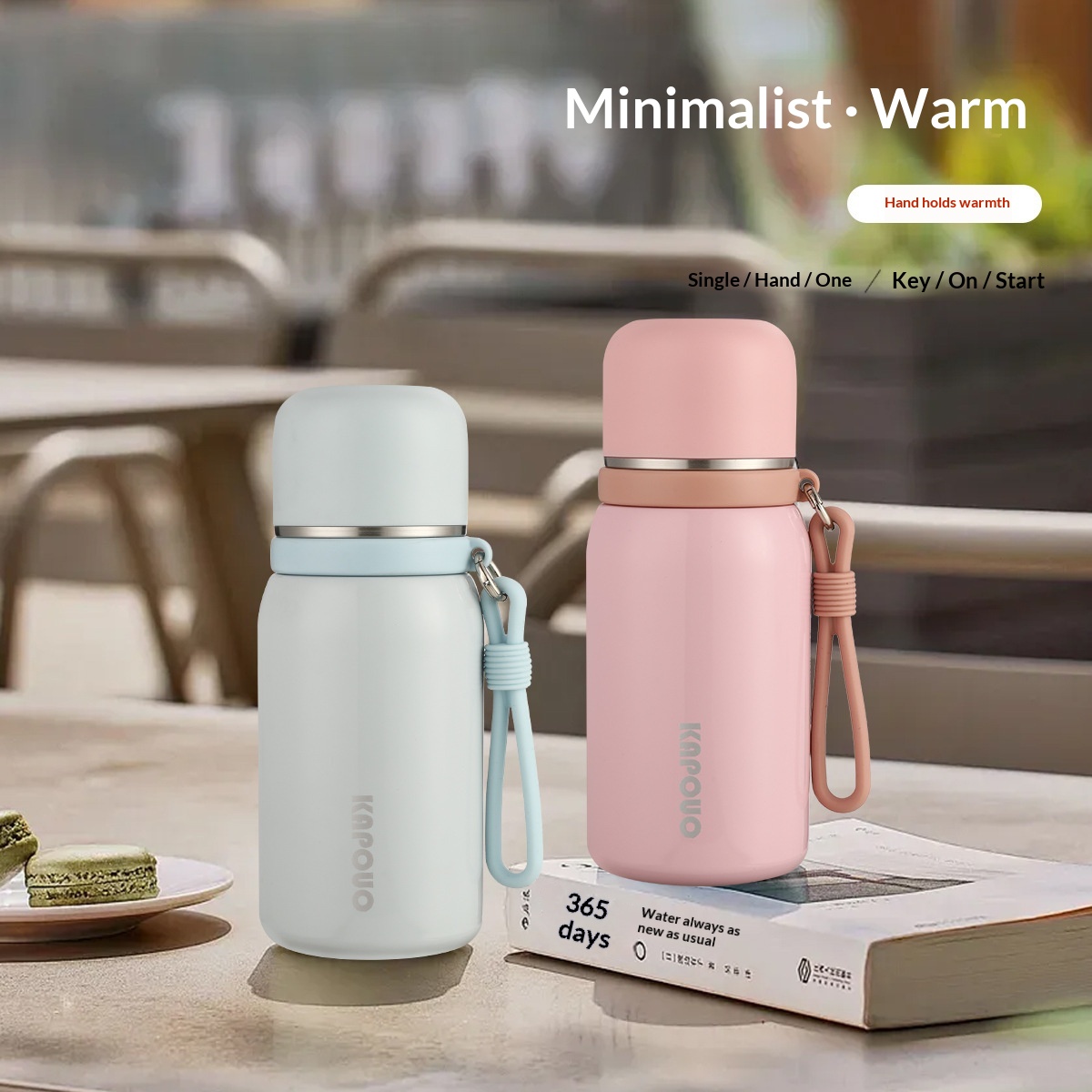 316 Stainless Steel Portable Water Bottle With Carrying Strap