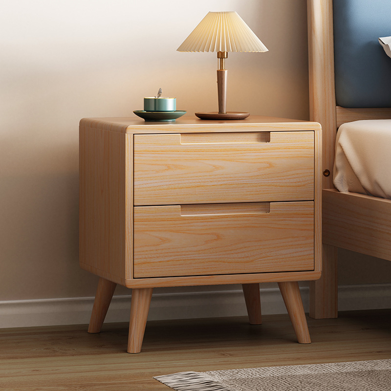 Solid Wood Three-drawer Bedside Table, Modern And Minimalist