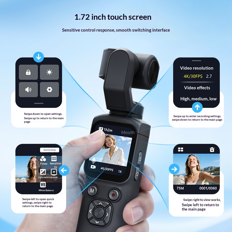4K Handheld Action Camera With Outdoor Face-tracking Photography