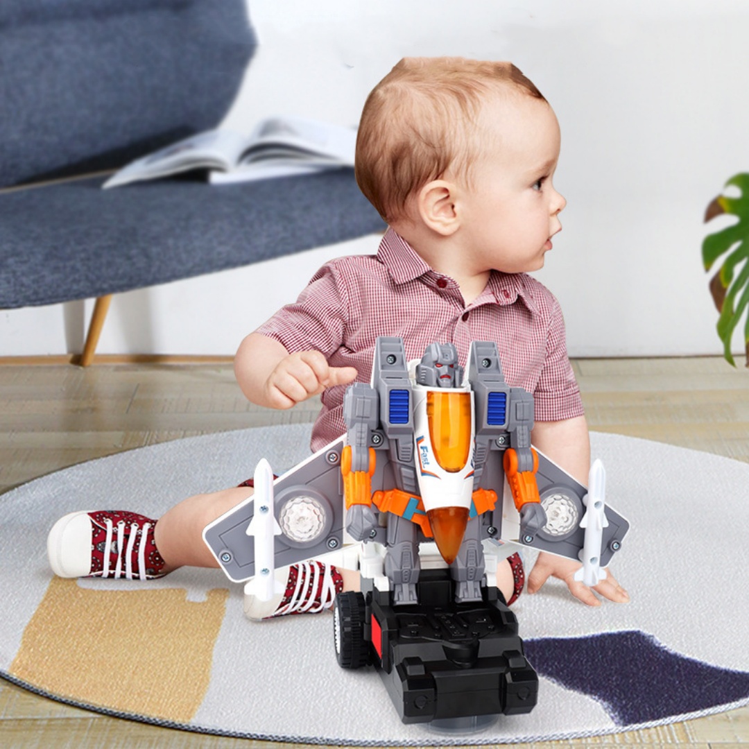 Creative Rotating Colorful Light And Music Robot Childrens Electric Toy