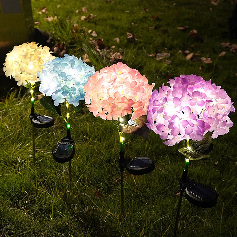 Solar-powered Simulated Hydrangea Decorative Courtyard Light