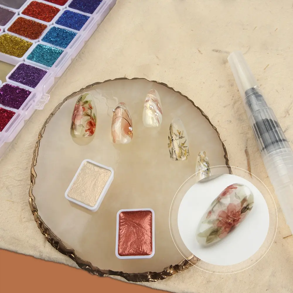 Solid Pearlescent Watercolor Hand-Painted Nail Art Metallic Pigment In 120 Colors