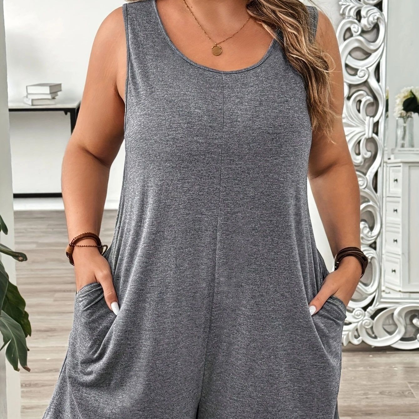 Vest Pocket Plus Size Women's Jumpsuit