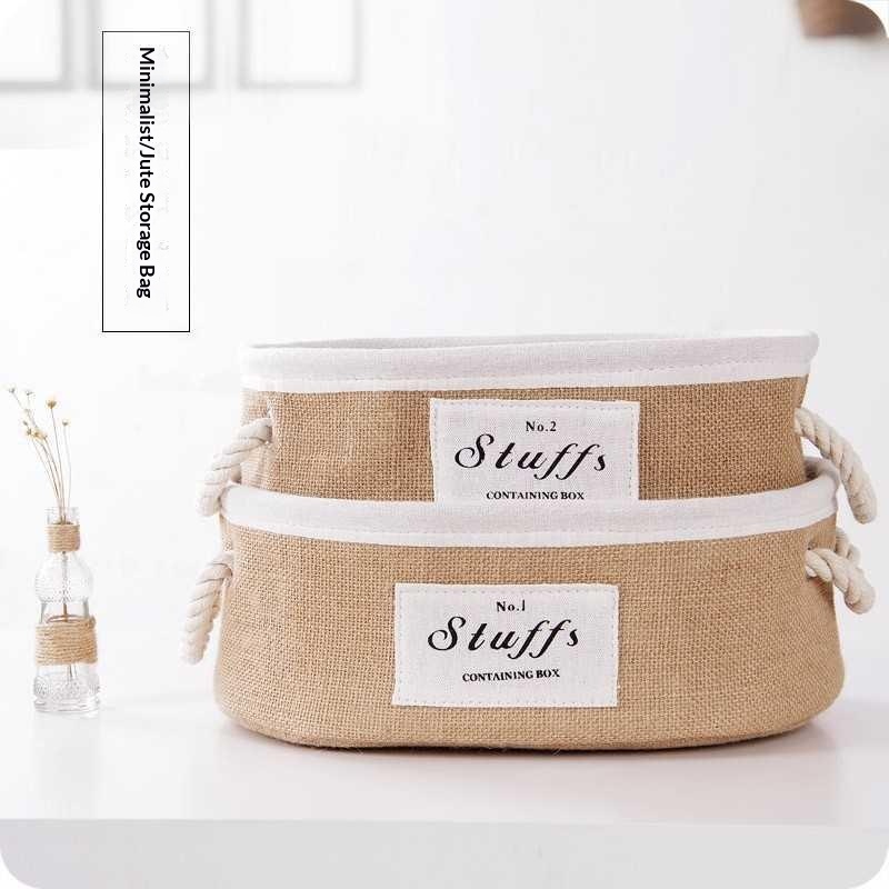 Department Store Household Jute Storage Basket Fabric Desktop