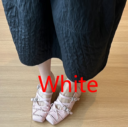 In-stock French-style Bow-cutout Mid-heel Womens Shoes