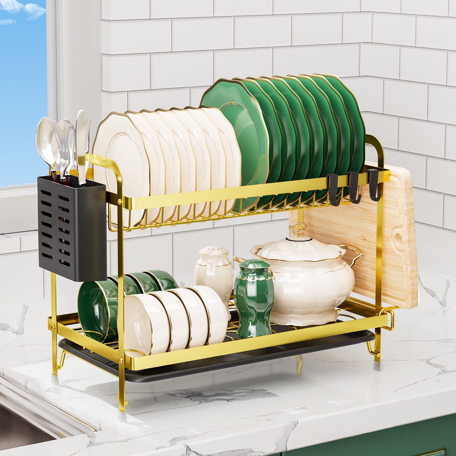 Multifunctional Bowl Rack Kitchen Storage Shelf For Home Use