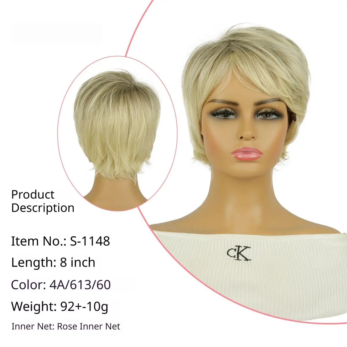 Gradient-colored Womens Bob Wig Full Headpiece