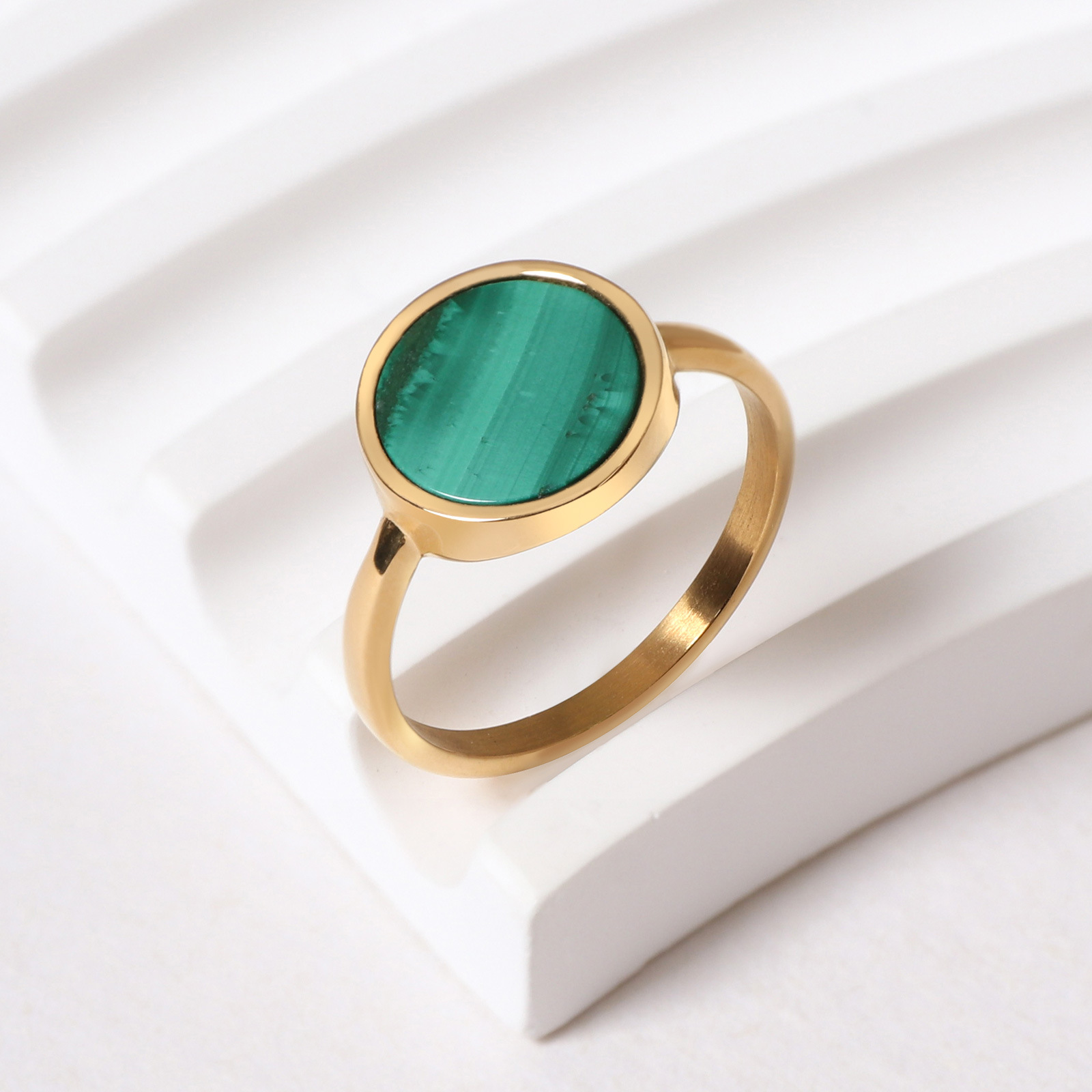 Fashionable Malachite Index Finger Ring