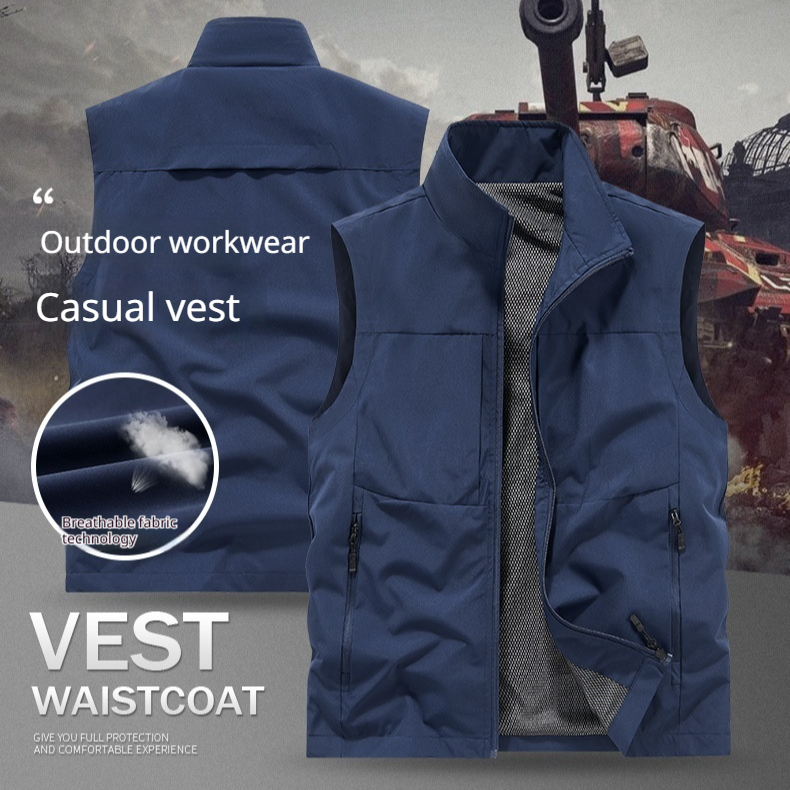 Outdoor Multi-pocket Anti-theft Vest Plus-size Waterproof And Quick-drying