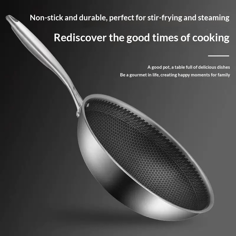 Cross-border Wholesale Wok Upgraded Household Stainless Steel Frying Pan — foto 3
